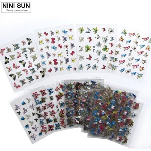 24pcs/lot Nice Nail Art Sticker Water Transfer Stickers 3d Butterfly Decals Decoration DIY Beauty Manicure Foil Wraps Wholesale
