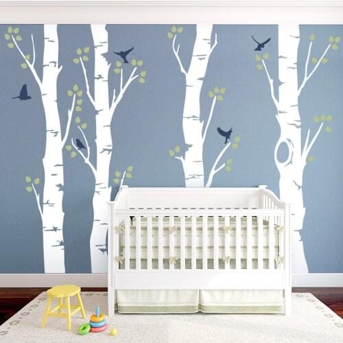 244cm Tall Birch Tree With Birds Vinyl Wall Sticker Large Tree Wall Decal Baby Nursery Tree Home Decor DIY Removable Mural LC233