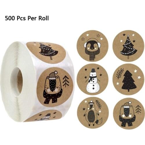 500pcs 6 Designs 1 Inch Christmas Theme Seal Labels Stickers For DIY Gift Baking Package Envelope Stationery Decoration
