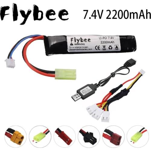 7.4v 2200mAh Lipo Battery for Water Gun 2S 7.4V Battery with Charger for Mini Airsoft BB Air Pistol Electric Toys Guns Parts