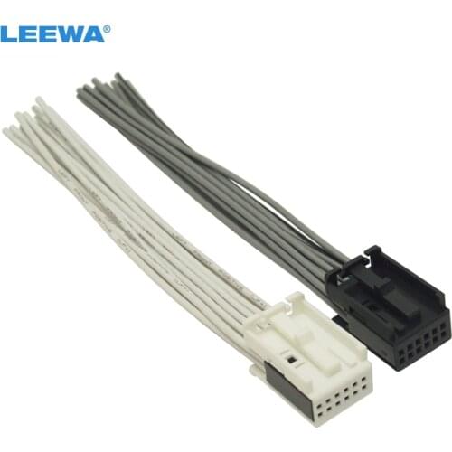 LEEWA Car Radio AUX Wire Harness Adapter White/Black Full 12-Pin Connector For Ford/BMW/VW/Peugeot/Opel Radio Stereo#5686