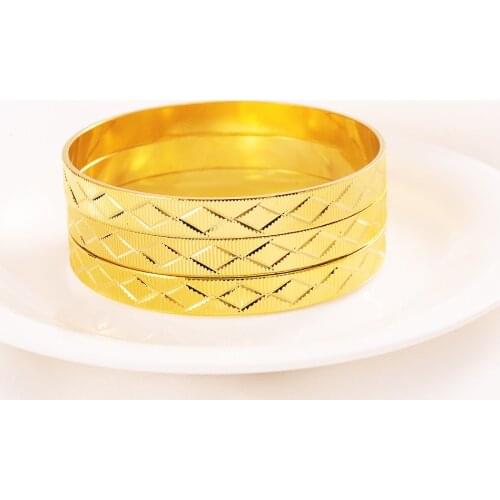 Bangle Dual Textured Striped Gold Tone Wide Statement Bracelet Ladies Size 3 pcs Wholesale
