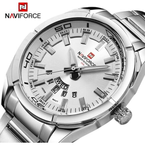 The New NAVIFORCE Men Watch Casual Sport Mens Watches Top Brand Luxury Military Army Business Steel Band Quartz Male Clock Gift
