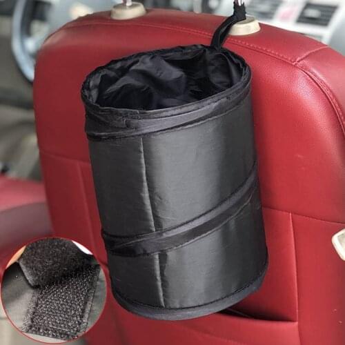 Black Car Trash Can Pack Bag Waterproof Car Trash Bag for Little Leak Proof Folable Car Cooler Bag Garbage Bag with Side Pocket