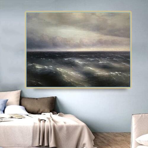 Citon Ivan Aivazovsky《The Black Sea》Canvas Art Oil Painting Artwork Poster Picture Modern Wall Decor Home Living room Decoration