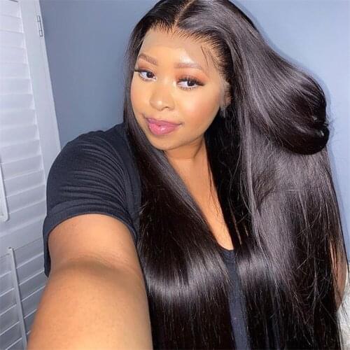 Long Silky Straight Synthetic Lace Front Wig Swice Lace Middle Part with Baby Hair Glueless Heat Resistant Fiber Hair Lace Wig