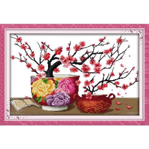 Elegance flower cross stitch kit flower 18ct 14ct 11ct count printed canvas stitching embroidery DIY handmade needlework