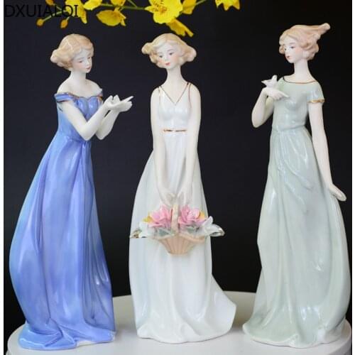 DXUIALOI European Creative Ceramic Crafts Character Sculpture Decoration Living Room Decoration Wedding Gift Home Decoration