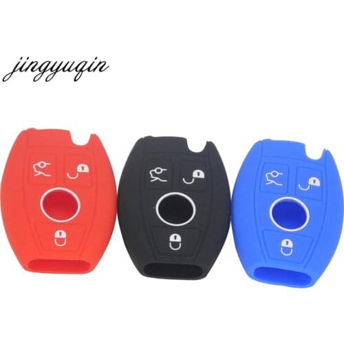 Jingyuqin 30pcs Silicone Car Key Case for Mercedes Benz W203 W210 W211 AMG W204 C E S CLS CLK CLA SLK SMART A C E S CLASS 3BTN