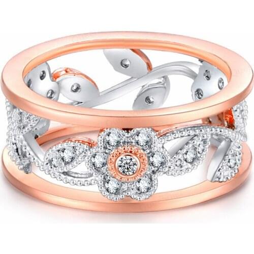 Flower Female Crystal Zircon Stone Ring Luxury Fashion 925 Sterling Silver Love Engagement Ring Vintage Wedding Rings For Women