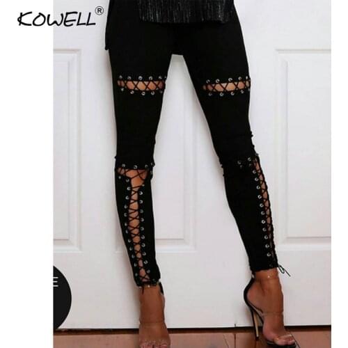 Hot Sale Faux Suede Lace Up Pants Women Leggings 2018 Spring Summer High Waist Slim Pants Female Eleastic Pencil Pant Trousers
