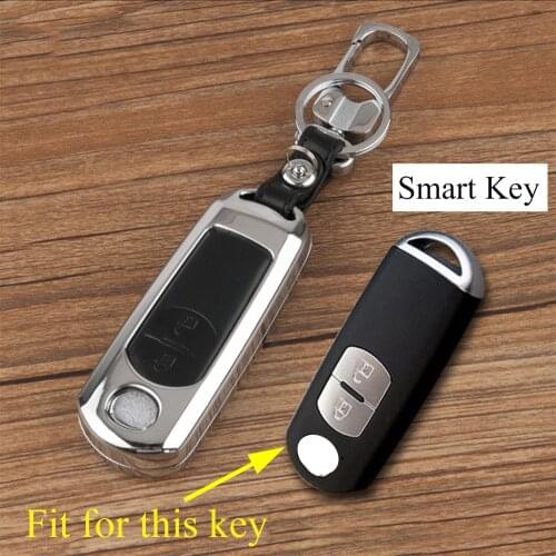 Metal Remote 2 Buttons Key Case Bag Fob Holder Shell Cover Chain Part Trim Fit For Mazda 2 DJ 3 BM CX-3 CX-4 CX-5 Accessories