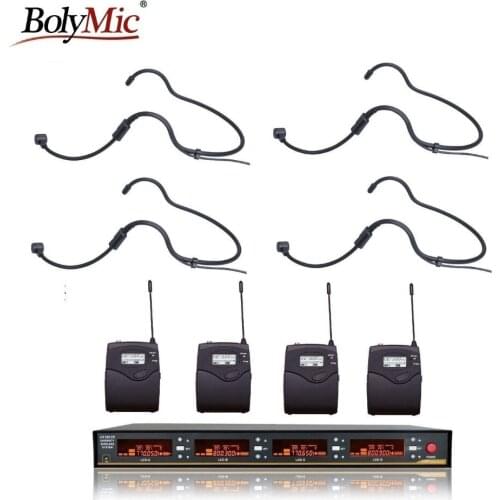 Bolymic microfono condensador 4 Channel wireless microphone Professional UHF Wireless Microphone Headset