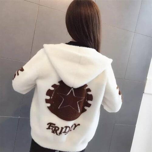 Fashion Splice Striped Long sleeve Knitted Cardigan Womens Coat factory directly Autumn Winter Faux Fur Casual Coat women