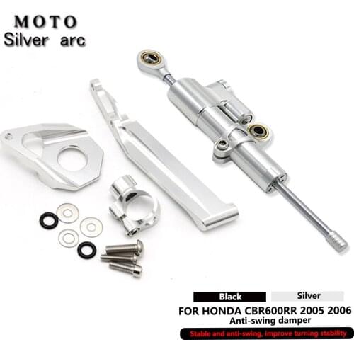 Motorcycles CNC Aluminum Adjustable Steering Stabilize Damper Bracket Mount Kit For CBR600RR CBR600 RR 2005 2006 black silver