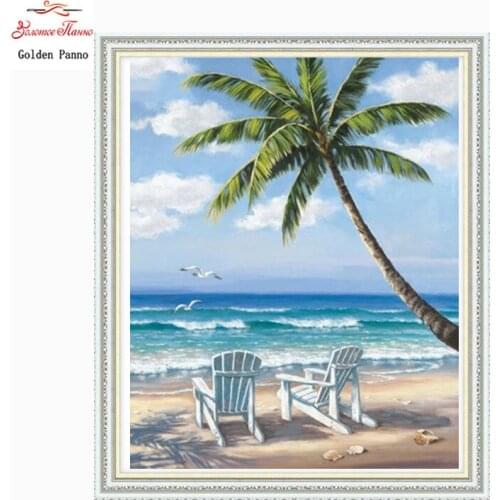 Golden Panno DIY DMC Cross stitch Sets For Embroidery kit 11CT 14CT Nature landscape cross - stitch Home decor Christmas gift