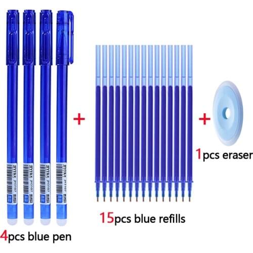 20Pcs/lot Kawaii Magic Erasable Pen Set 0.5mm Washable Handle Gel Pens for Office School Students Gift Blue Black Ink Stationery