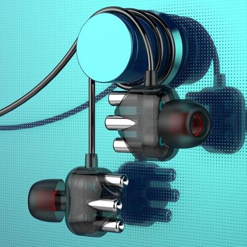 In-ear Dual Coil Heavy Bass HiFi Sound Sport Earphone with Microphone for Samsung Huawei Xiaomi