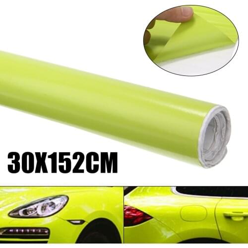 30x152cm Neon Yellow Car Vinyl Foil Film Car Whole Body Wrap Roll Sticker Decal Bubble Free for Car Exterior Decoration