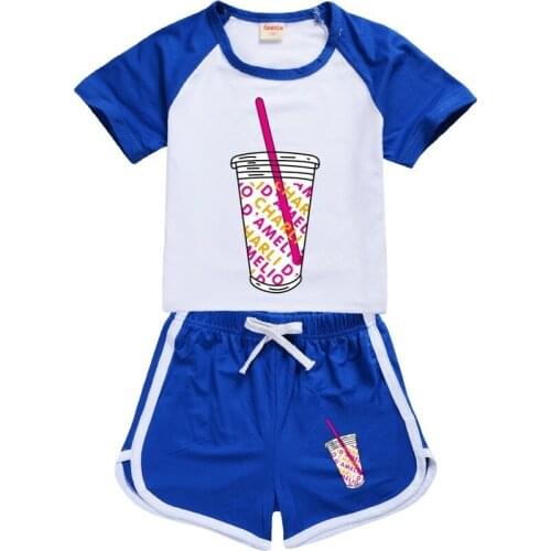 New Toddler Girls Summer Short Sleeve Clothes Set T-shirt+Pants Kids Outfits The Hype House 7 colors childrens casual clothes