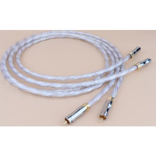 One Pair OFC Silver plated Audio RCA Cable With Gold Plated RCA Plug Cable