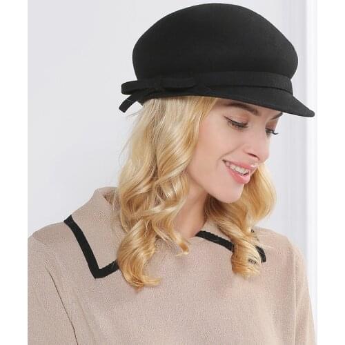 Autumn Winter New Wool Felt Beret Hat Female British Vintage Elegant Fashion Hats Berets Hat Spring Women Warm Retro Cap H6869