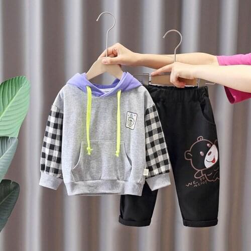 Autumn Children Fashion Clothes Boys Girls Patchwork Hoodies Pants 2pcs/set Spring Kids Long Sleeve Suit Baby Casual Sportswear