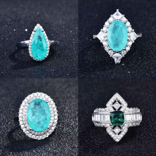 Paraiba Tourmaline Gemstones Ring for Women Solid 925 Sterling Silver blue Cushion stone Ring for Anniversary Engagement