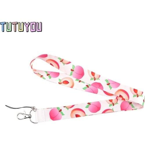PC387 Peach Lanyards Id Badge Holder Keychain ID Card Pass Gym Mobile Badge Holder Lanyard Key Holder