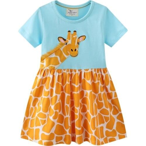 Girls Giraffe Dress 2021 Summer DressClothing Childrens Clothes Cotton 2-8y Costumes Dresses for Child