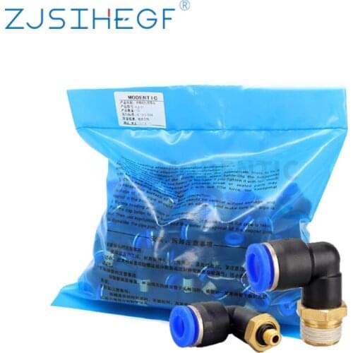 50pcs PL Pneumatic Fitting 4mm-12mm Hose OD 1/8" 1/4" 3/8" 1/2" Male Thread Elbow Connector In Fitting