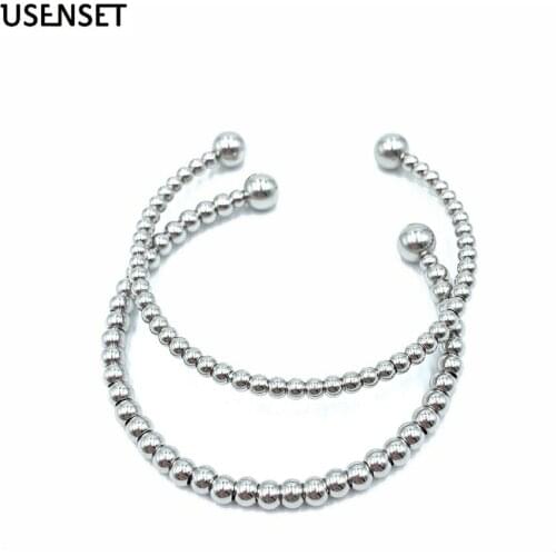 Adjustable Polished Beaded Bracelets Stainless Steel Bracelet For Women New Style Charm Jewelry Gifts