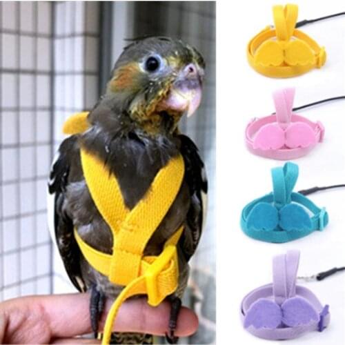 Adjustable Parrot Bird Harness Leash Set Anti-bite Training Harness for Parrots Outdoor Flying Rope for Cockatiel Small Birds