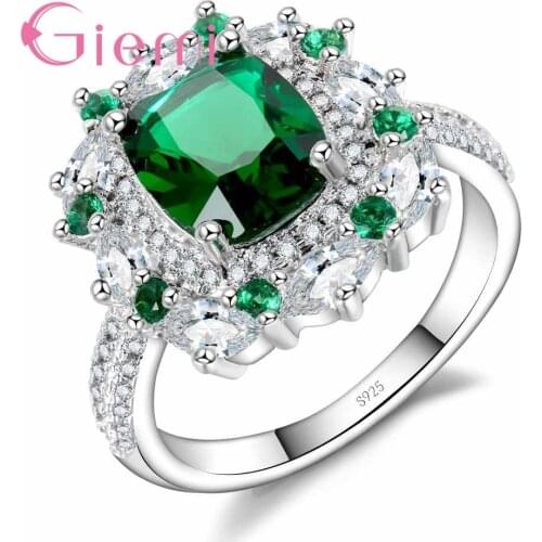 Luxury Ring Modern Shiny Green Cubic Zirconia Women Engagement Wedding Anniversary Jewelry Womens festival Gift