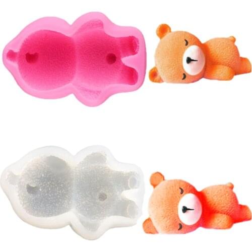 Food Silicone Cake Mold DIY 3D Sleepy Bear Shape Fondant Chocolate Tray Mould Ice Cream Mousse Maker Mold Kitchen Tools Gadget