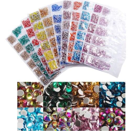 Mixed Sizes SS3-SS10 Hot-fix Rhinestones Iron On Rhinestone For Clothes Glass Crystal AB Clothing Dress Decoration Stone 1728pcs