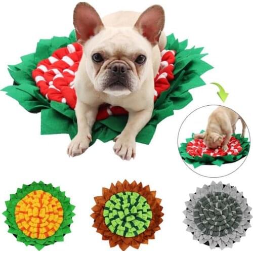 Dog Nose Smell Carpet Washable Fleece Snuffle Training Mat Pet Interactive Toy Hide Things Food Snack Blanket Flower Design