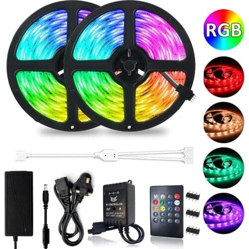 10M 5M RGB LED Strip Music Sound Sync 300 LEDs Color Changing SMD 2835 LED Strip Light Music IR Remote DC12V Power Adapter