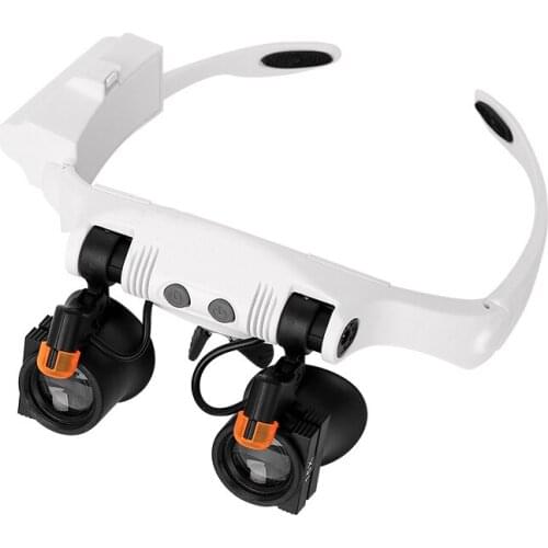 Led Light Lamp Double Eye Glasses Loupe Lens Glasses Magnifier Watchmaker Jewelry Optical Lens Magnification Magnifying Glass