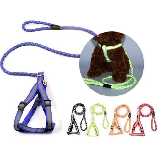 Dog Reflective round Rope Leash Harness Luminescence Pet Dog Rope Chain Outdoor Night out Luminous Harness Glow dark Reflective