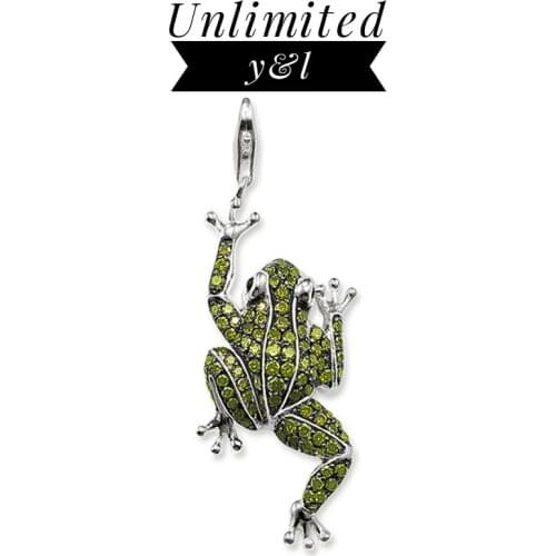 Green Frog Charm Pendants for Necklace Green CZ Silver Fashion DIY Jewelry Making Accessories Women Men 2018 New Arrivals