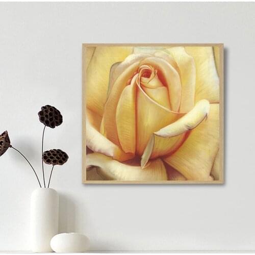 Beautiful Yellow Rose Wall Art Painting Print on Canvas Flower Home Decoration Romatic Picture for Kitchen Restaurant Wall Decor