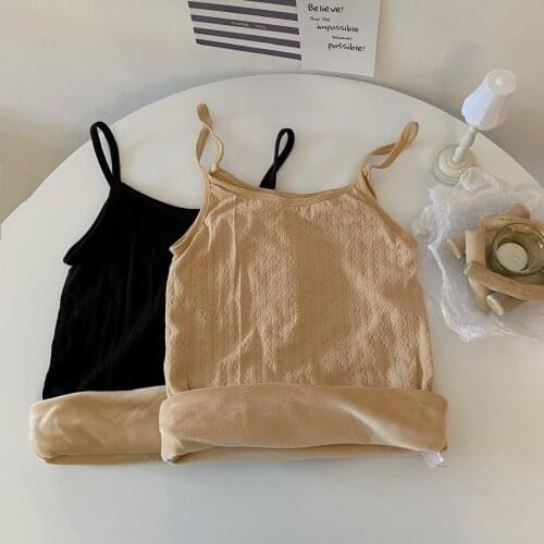 Womens camisole with autumn and outer wear 2021 new inner with plus velvet thick warm bottoming shirt sleeveless top