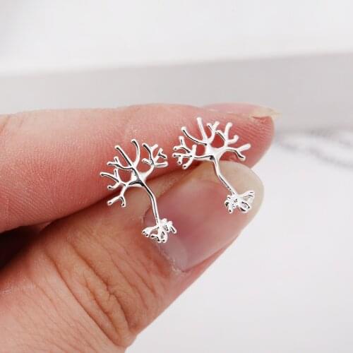 SMJEL 2017 Fashion women Earrings Cute Neuron Stud Earrings for women Anatomy Neuron Earings Biology pendientes gifts S066