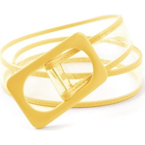 New Fashion 2021 Summer Side buckle concave shape color high quality all-match transparent PVC belts women BL412
