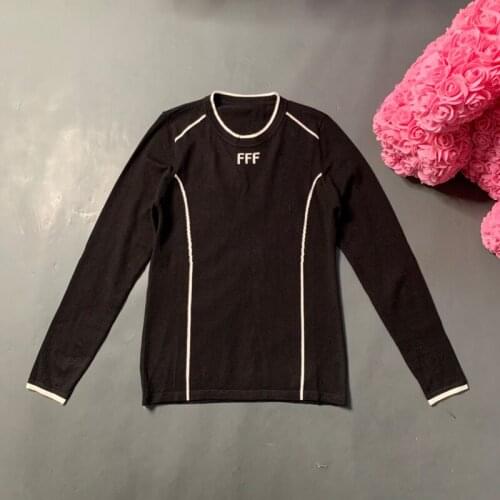 High Quality Winter 11.9 New Fashion Casual Letter Print Knitwear Women Vintage Contrast Color Long Sleeve Pullover Sweater