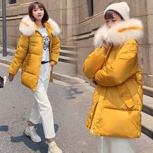 Winter Jacket Women Thick Down Cotton Parkas Ladies Coat Padded Female Jacket Fur Hooded Warm Clothes Xy1905