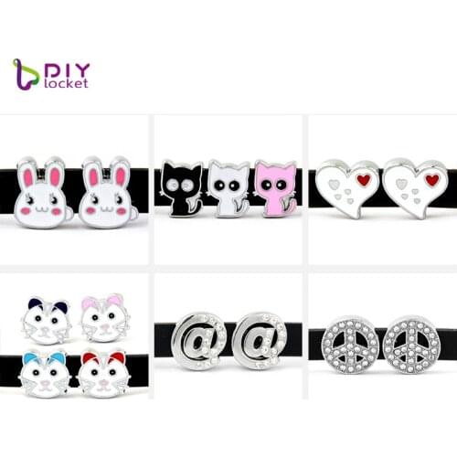 10pcs/lot 8MM Wholesale Mix Style Slide Charms Fit DIY Wristband & Bracelet LSSC29-303
