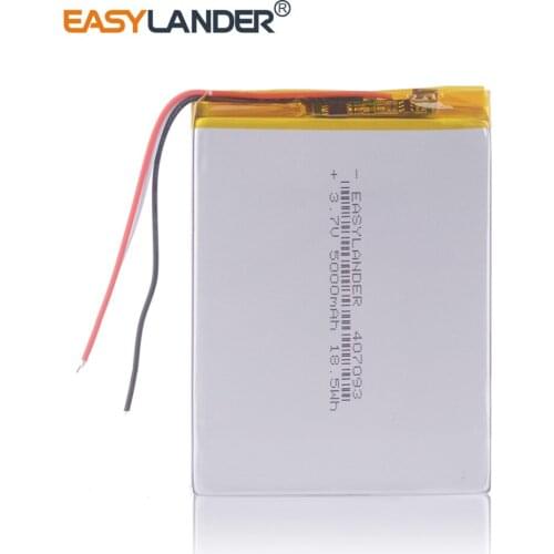 3-wire 407093 5000MAH 3.7v lithium ion rechargeable battery For DVR MP4 MP5 Tablet PC U25GT 047093