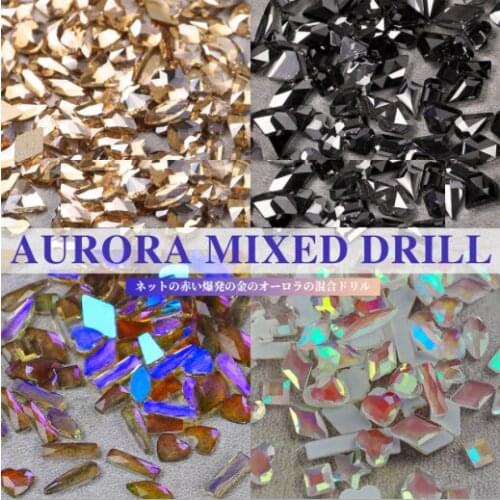 Assorted 100 nail accessories Aurora Phantom special-shaped diamonds full diamond stickers bright black nail decoration